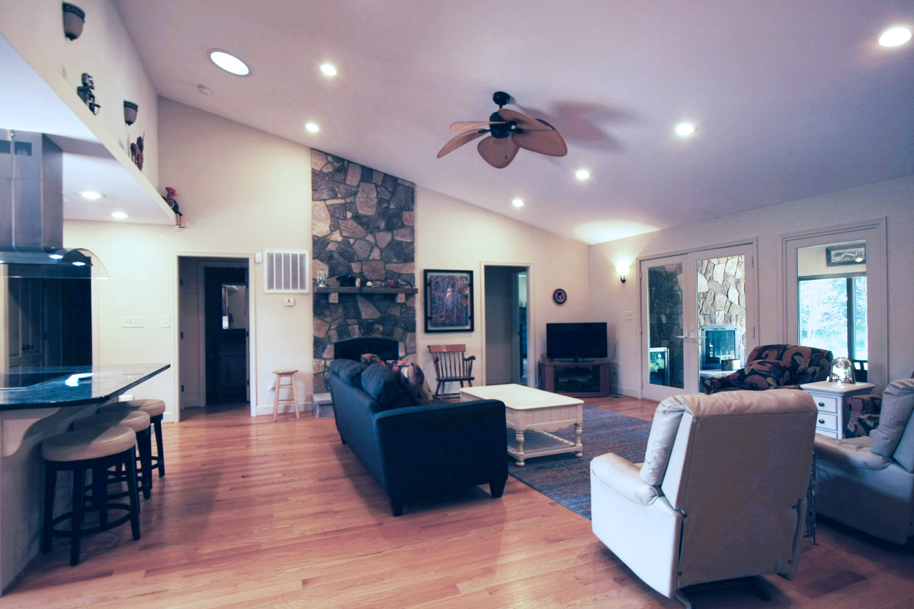 Family Room with Vaulted Ceiling